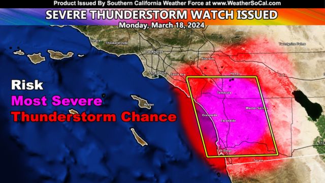 Weather Warning Tornado and Severe Thunderstorm Watch for Inland Southern California (1)